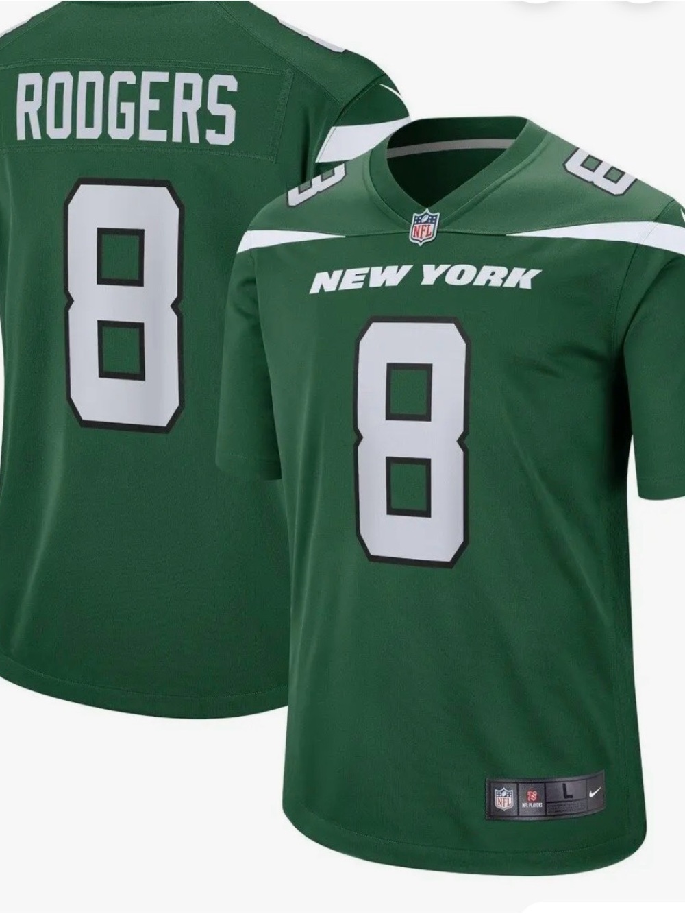 Nike New York Rodgers #8 Green Football Jersey